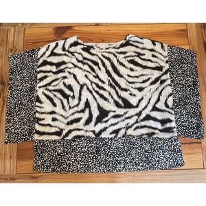 Michael Kors Zebra Animal Print Women's Plus Size 2X Handkerchief Kimono Top EUC